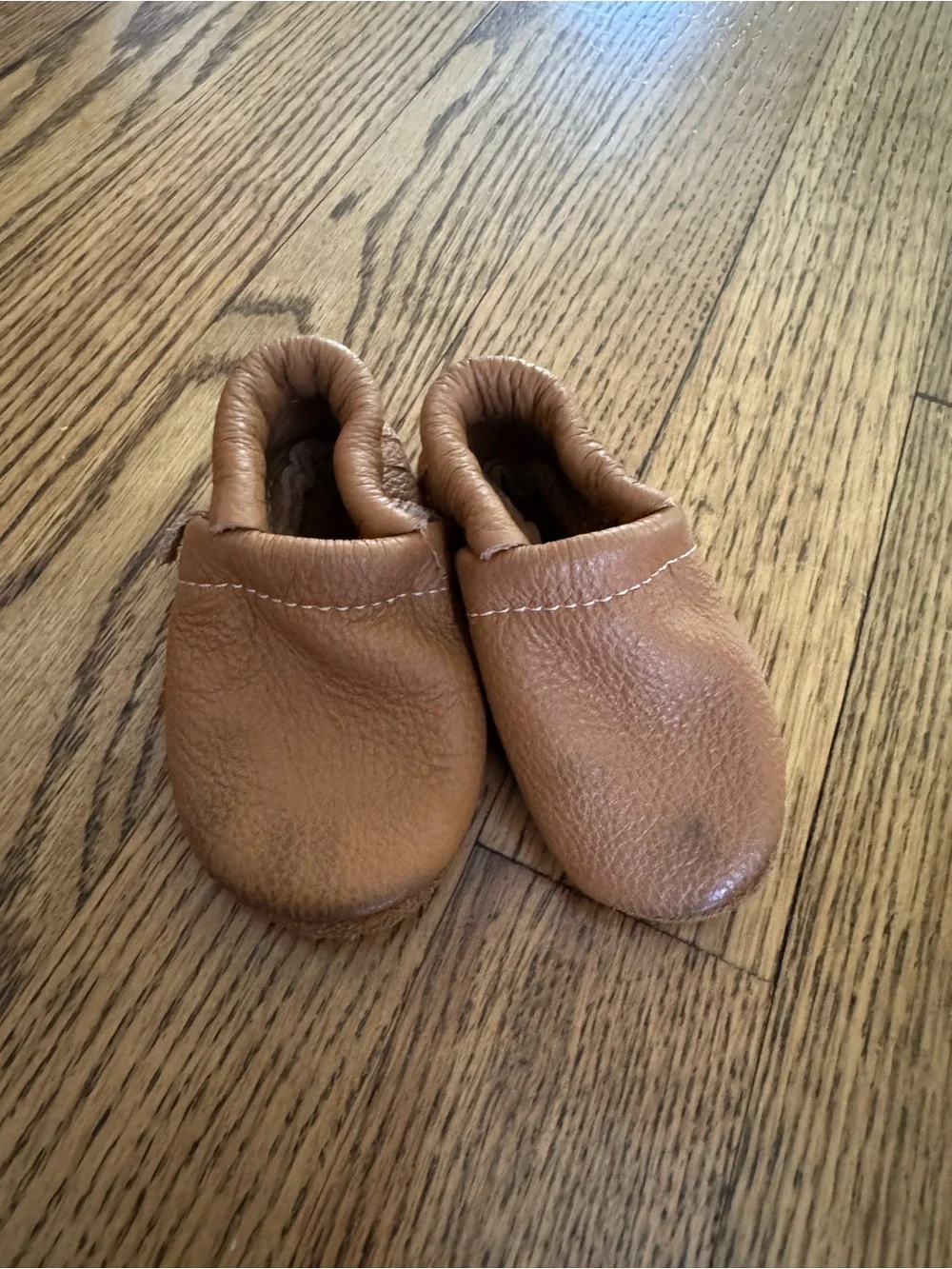 Kids Brown Leather Moccasin Slip-On Shoes